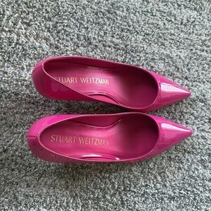 Stuart Weitzman Barbie core Pink kitten heel patent leather pumps 1.5 " heel